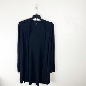 ATHLETA Black Knit Long Sleeves Pockets Hoodie Long Line Open Cardigan Large